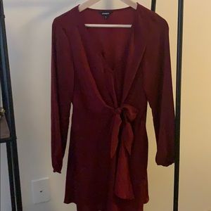 Maroon Balloon Sleeve dress